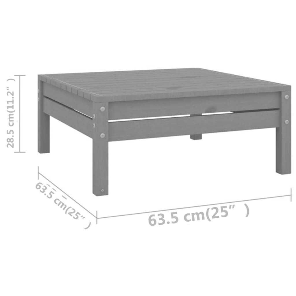 7-tlg. Garten-Lounge-Set Grau Kiefer Massivholz